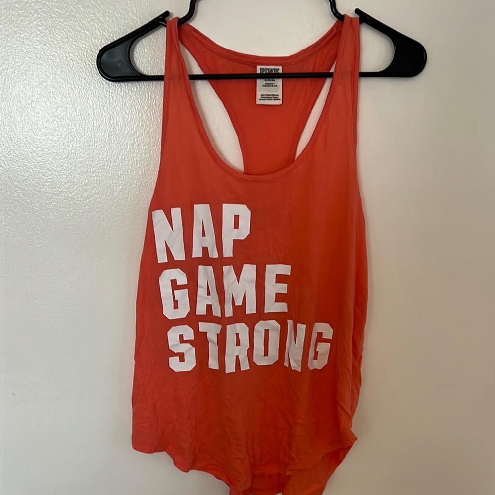 Neon pink Racerback Tank Top Nap Game Strong